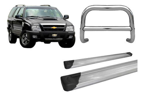 Kit Quebra Mato Barra Estribo Plataforma Cromo Para Blazer