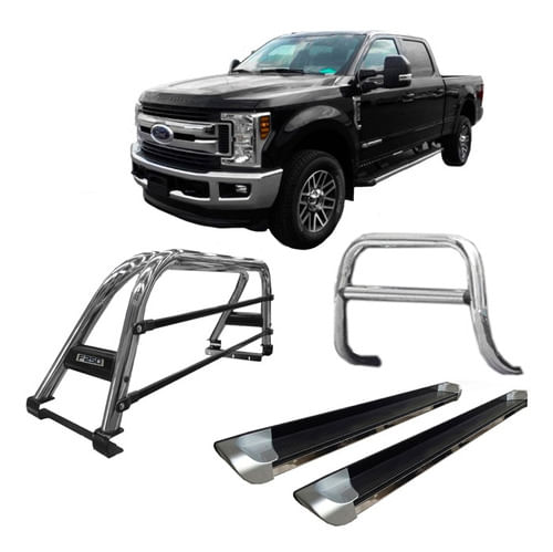 Kit Quebra Mato Estrib Sant Antonio F250 C/d Preto Cromado