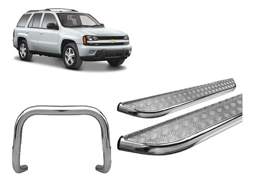 Kit Quebra Mato S/barra Estribo Chapa Trailblazer Cromo