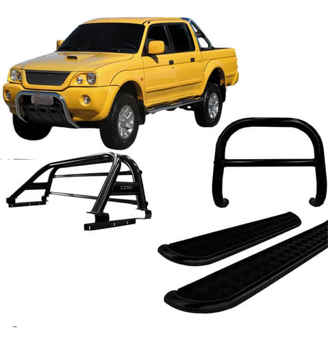 Kit Quebra Mato Estribo Santo Antônio L200 98 A 04 Preto