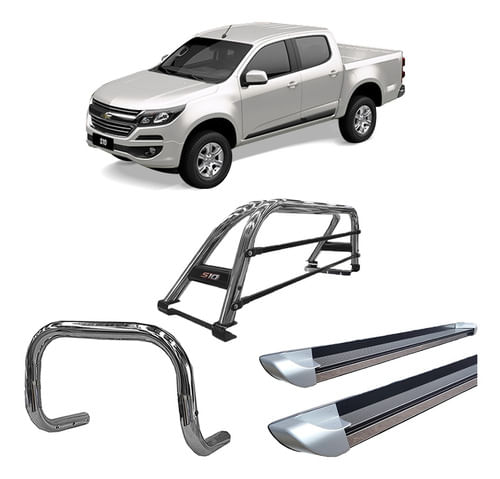 Kit Quebra Mato Estribo Chapa Santo Ant D S10 12/20 Cromado