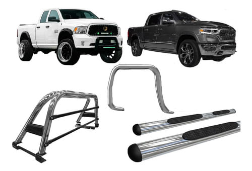 Kit Quebra Mato Estribo Oval Sant Antonio Dodge Ram Cromado