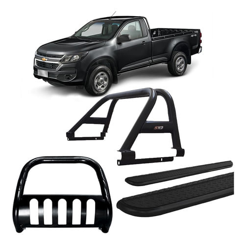 Kit Quebra Mato Santo Ant D Estribo Chapa S10 12/20 Cs Preto
