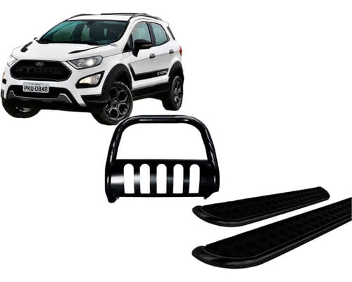 Kit Quebra Mato Estribo Chapa Aço Ecosport 13/21 Preto Onix