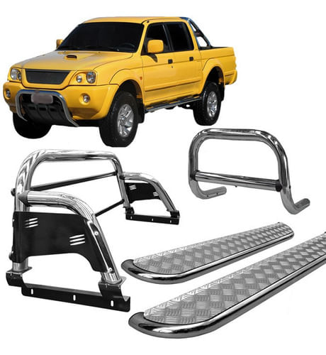 Kit Quebra Mato Estribo Santo Antônio H3 L200 004 Cromado
