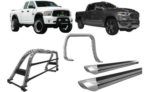 Kit Quebra Mato Estribo  Santo Antônio Dodge Ram Cromado