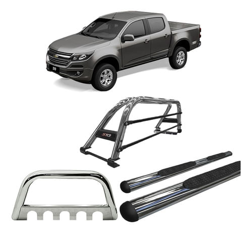Kit Quebra Mato Estribo Chapa Santo Ant' S10 12/20 Cromado