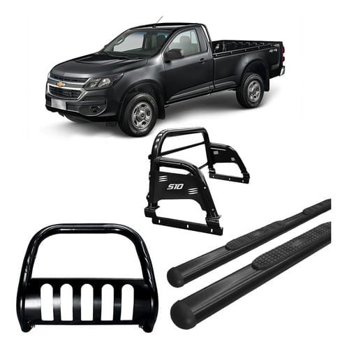 Kit Quebra Mato Santo Anth3 Estribo Chap S10 12/20 Cs Preto