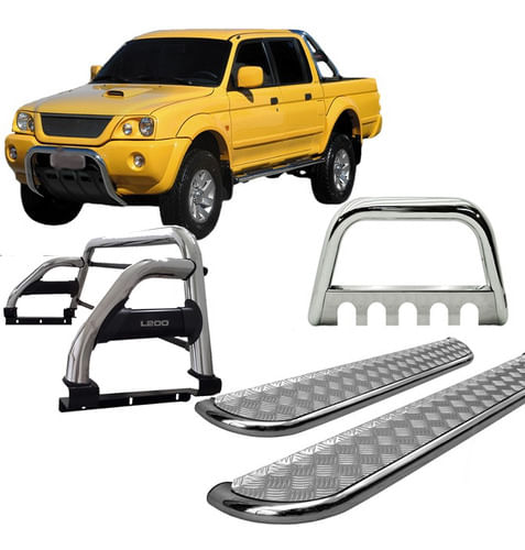 Kit Quebra Mato+estribo+santo Antônio H2 L200 Cromado