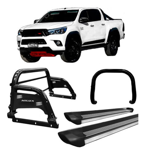 Kit Quebra Mato|estribo Pe|sant Antonio H3 Hilux 16/20 Preto