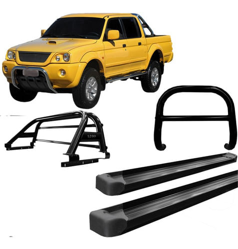 Kit Quebra Mato Estribo Plata Santo Antônio L200 04 Preto