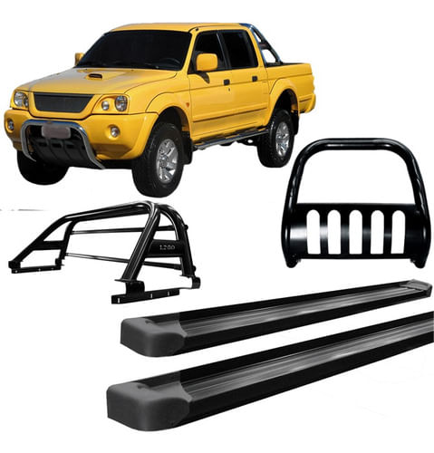 Kit Quebra Mato Estribo Plata Santo Antônio L200 2004 Preto
