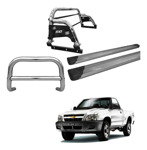 Kit Quebra Mato Santo A H3 Estribo Plat S10 94/2011 Cromado