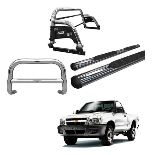 Kit Quebra Mato Santo A H3 Estribo Chap S10 94/2011 Cromado