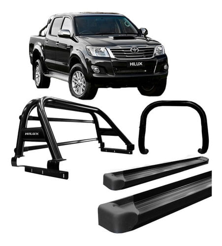 Kit Quebra Mato Estribo Sant Antonio Duplo Hilux 05/15 Preto