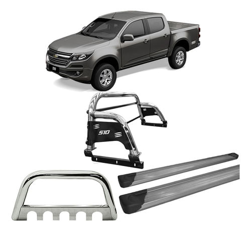 Kit Quebra Mato Estribo Plata Santo Ant S10 12/20 Cromado