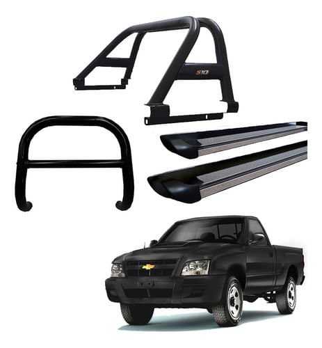 Kit Quebra Mato Santo Ant H3 Estribo Oval S10 94/2011 Preto