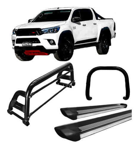Kit Quebra Mato+estribo Pe+sant Antonio H2 Hilux 16/20 Preto