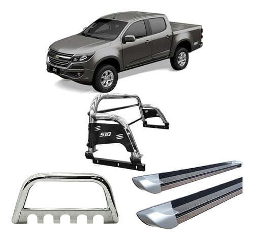 Kit Quebra Mato Estribo Perso Santo Ant' S10 12/20 Cromado