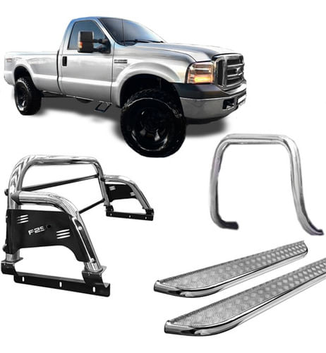 Kit Quebra Mato Estribo Ch Sant Antonio H3 F250 C Simp Cromo