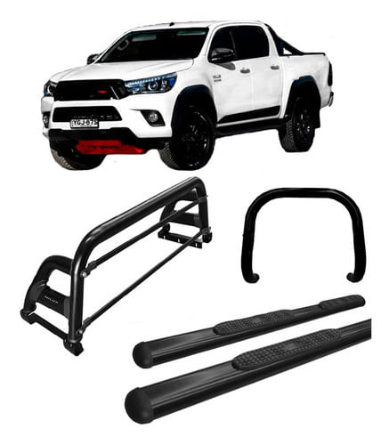 Kit Quebra Mato+estribo Ov+sant Antonio H2 Hilux 16/20 Preto