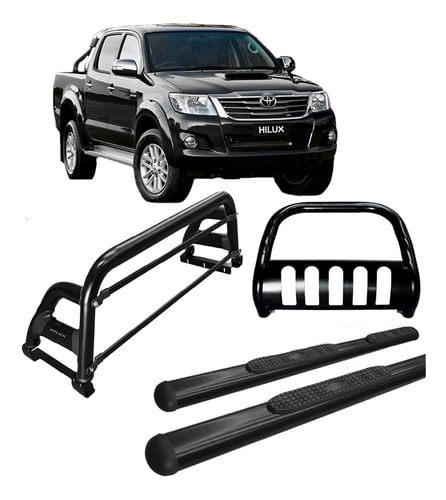 Kit Quebra Mato Ch Estribo Sant Antonio H2 Hilux 05/15 Preto