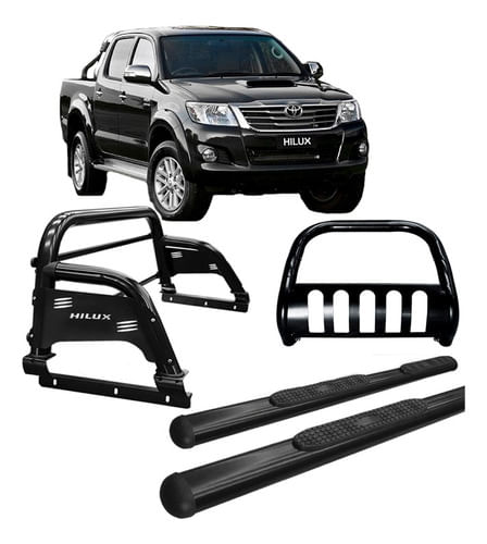 Kit Quebra Mato Estribo Oval Obl Sant Antonio H3 Hilux Preto
