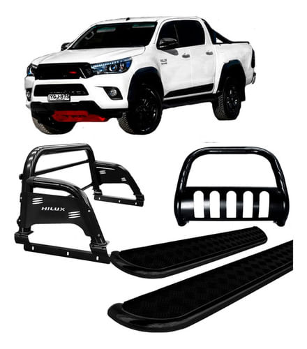 Kit Quebra Mato Estribo Ch Sant Antonio H3 Hilux 16/20 Preto