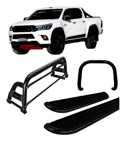 Kit Quebra Mato+estribo Ch+sant Antonio H2 Hilux 16/20 Preto