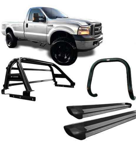 Kit Quebra Mato Estribo Sant Antonio F250 C/simp Preto Fosco