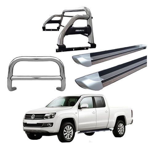 Kit Quebra Mato Estribo Person Santo Ant Amarok C/d Cromado
