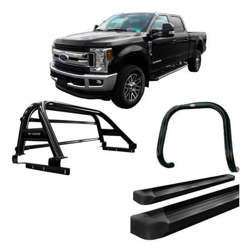 Kit Quebra Mato Estribo Plata Sant Antonio F250 C/dupl Preto