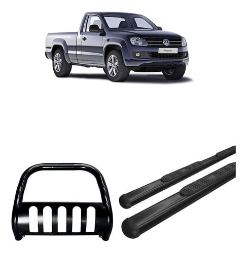 Kit Quebra Mato C/prot De Carter Estribo Oval Preto Amarok