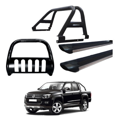 Kit Quebra Mato Estribo Person Santo Ant Amarok C/d Preto