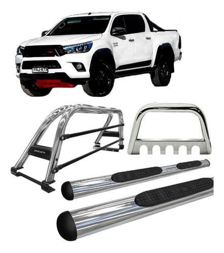 Kit Quebra Mato Estribo Sant Antonio Duplo Hilux 16/20 Cromo