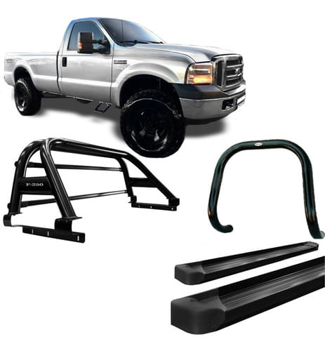 Kit Quebra Mato Estribo Alum Sant Antonio F250 C/s Preto