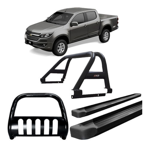 Kit Quebra Mato Estribo Plat Santo Ant. S10 12/20 Preto
