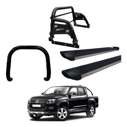 Kit Quebra Mato Estribo Per Santo Ant H3 Amarok Cd Preto
