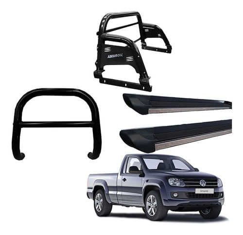 Kit Quebra Mato/estribo Preto F/santo An H3/amarok Cs Preto