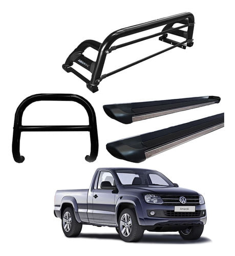 Kit Quebra Mato Estribo Preto B Santo H2 Amarok Cs Preto