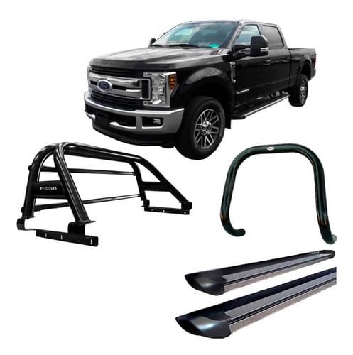 Kit Quebra Mato Estribo Sant Antonio F250 C/dupl Preto Brilh