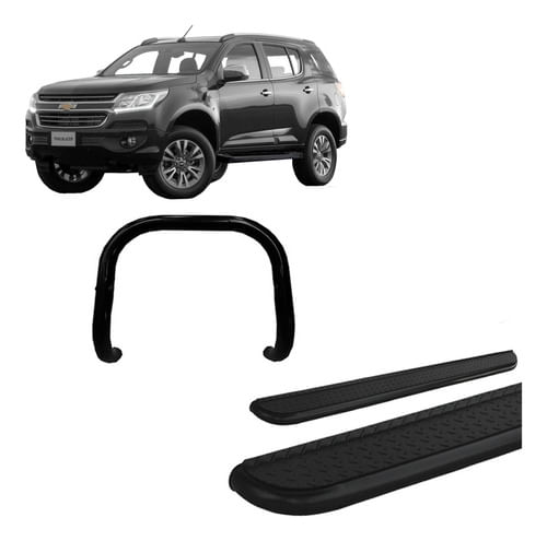 Kit Quebra Mato S/ Barra Estribo Chapa Trailblazer Preto