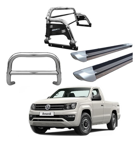 Kit Quebra Mato Estribo Perso Santo Ant. H3 Amarok Cs Cromo