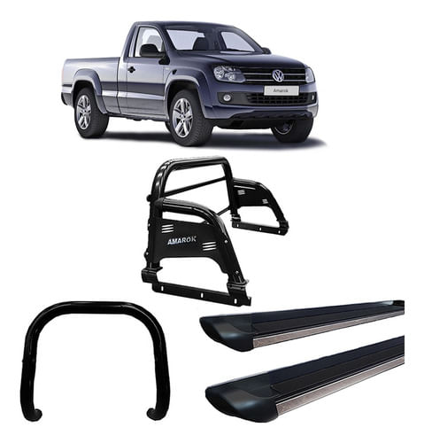 Kit Quebra Mato+estribo P.brilho+santo Anth3/amarok Cs Preto