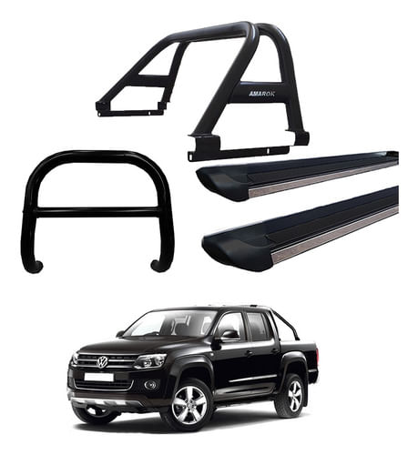 Kit Quebra Mato Estribo Preto Fosco Santo Duplo Amarok Cd