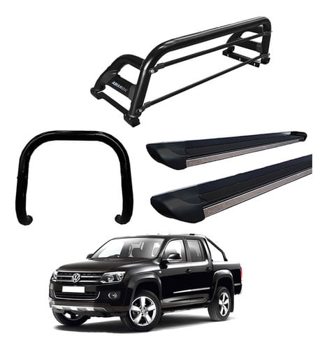 Kit Quebra Mato Estribo Per Santo Ant H2 Amarok Cd Preto