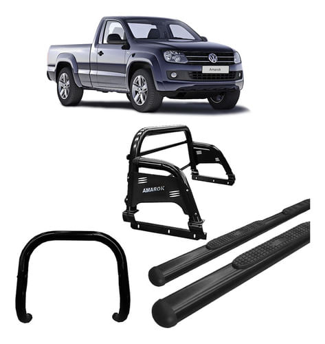 Kit Quebra Mato+estribo Oval+santo Anth3/amarok Cs Preto