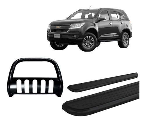 Kit Quebra Mato C/ Protet Estribo Chapa Trailblazer Preto