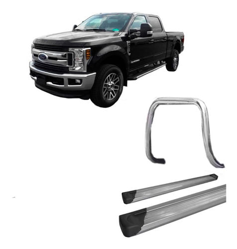 Kit Quebra Mato S/barra Estribo Plat Aluminio Prata F-250
