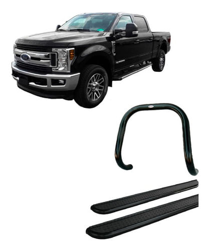 Kit Quebra Mato S/barra Estribo Chapa Preto F-250